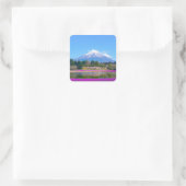 Mount Fuji Trees und Blume Quadratischer Aufkleber (Tasche)