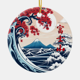 Mount Fuji über der Waves Keramik Keramik Ornament