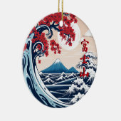 Mount Fuji über der Waves Keramik Ornament (Rechts)