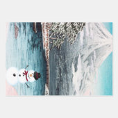 Mount Fuji und ein Schneemann Geschenkpapier Set (Vorderseite)