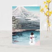 Mount Fuji und ein Schneemann Karte (Gelbe Blume)