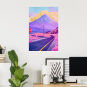 Mount Fuji Vaporwave-Wandkunst Synthwave Japan Poster (Heimbüro)