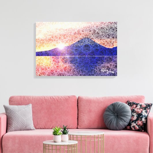 Mount Fuji VI Sunburst Blue von Rofey Leinwanddruck (Insitu (Wohnzimmer))