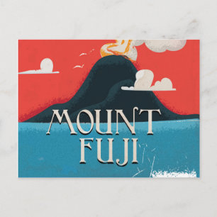 Mount Fuji Vintage Lokomotive Travel Poster Postkarte