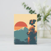 Mount Fuji Vintage Postkarte (Stehend Vorderseite)