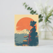 Mount Fuji Vintage Postkarte (Stehend Vorderseite)