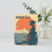 Mount Fuji Vintage Postkarte (Stehend Vorderseite)