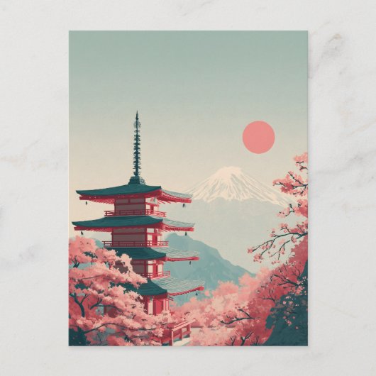 Mount Fuji vintage Postkarte (Vorderseite)