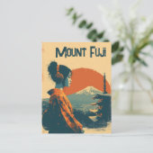 Mount Fuji vintage Postkarte (Stehend Vorderseite)