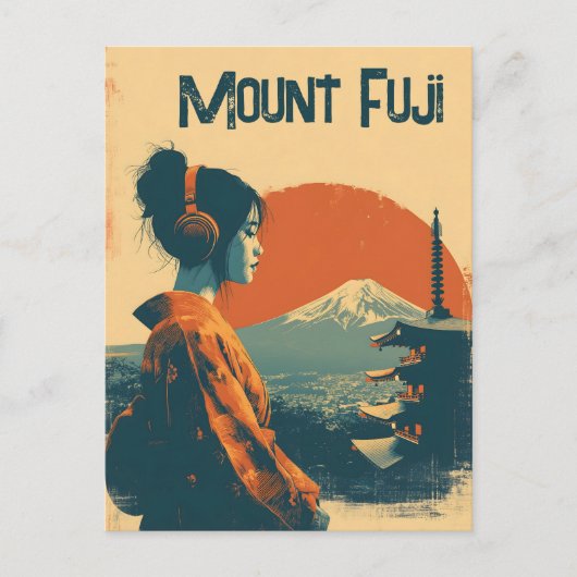 Mount Fuji vintage Postkarte (Vorderseite)