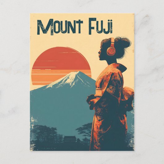 Mount Fuji Vintage Postkarte (Vorderseite)