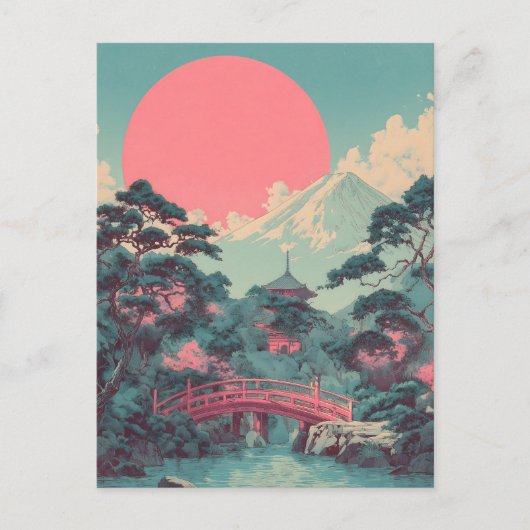 Mount Fuji vintage Postkarte (Vorderseite)