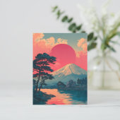 Mount Fuji vintage Postkarte (Stehend Vorderseite)