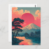 Mount Fuji vintage Postkarte (Vorne/Hinten)