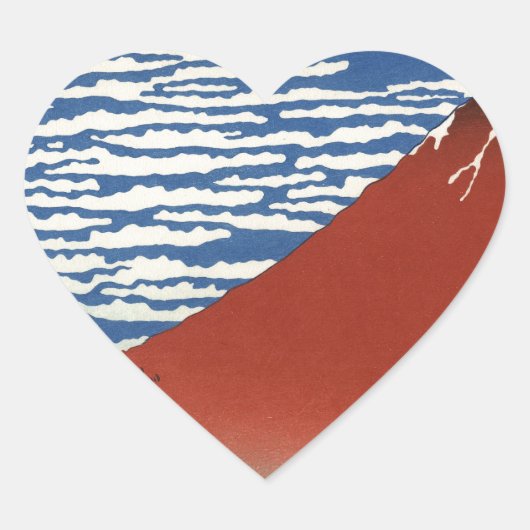 Mount Fuji Volcano Japan Malerei Herz-Aufkleber (Vorderseite)