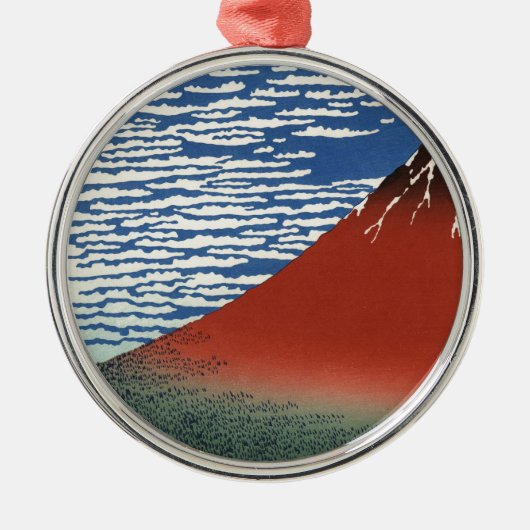Mount Fuji Volcano Japan Malerei Silbernes Ornament (Vorne)