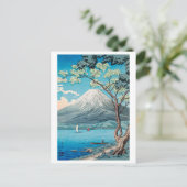 Mount Fuji vom See Yamanaka Japanischer Holzblock Postkarte (Stehend Vorderseite)