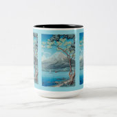 Mount Fuji vom See Yamanaka Zweifarbige Tasse (Mittel)