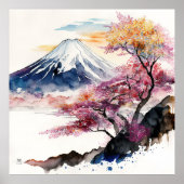 Mount Fuji Wasserfarbe Poster (Vorne)