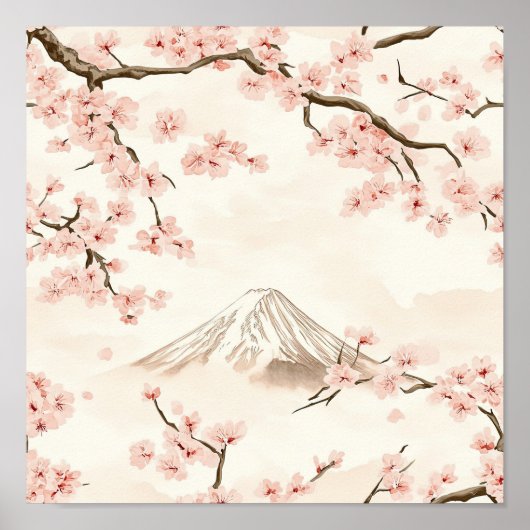 Mount Fuji with Cherry Blossoms – Japanese (3) Poster (Vorne)