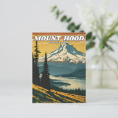 Mount Hood National Park Illustration Retro Decora Postkarte (Stehend Vorderseite)