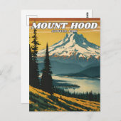 Mount Hood National Park Illustration Retro Decora Postkarte (Vorne/Hinten)