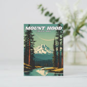 Mount Hood National Park Illustration Retro-Klasse Postkarte (Stehend Vorderseite)