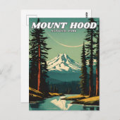 Mount Hood National Park Illustration Retro-Klasse Postkarte (Vorne/Hinten)