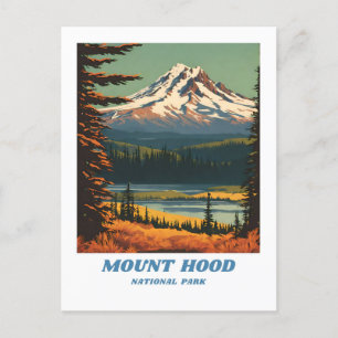 Mount Hood National Park Illustration Retro Vacati Postkarte
