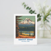 Mount Hood National Park Illustration Retro Vacati Postkarte (Stehend Vorderseite)