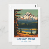 Mount Hood National Park Illustration Retro Vacati Postkarte (Vorne/Hinten)