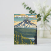 Mount Hood National Park Illustrationsretro Postkarte (Stehend Vorderseite)