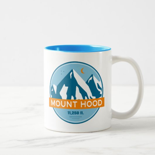 Mount Hood Oregon Stars Moon Zweifarbige Tasse (Rechts)