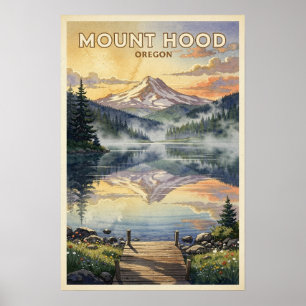 Mount Hood Oregon Vintage Reise Poster