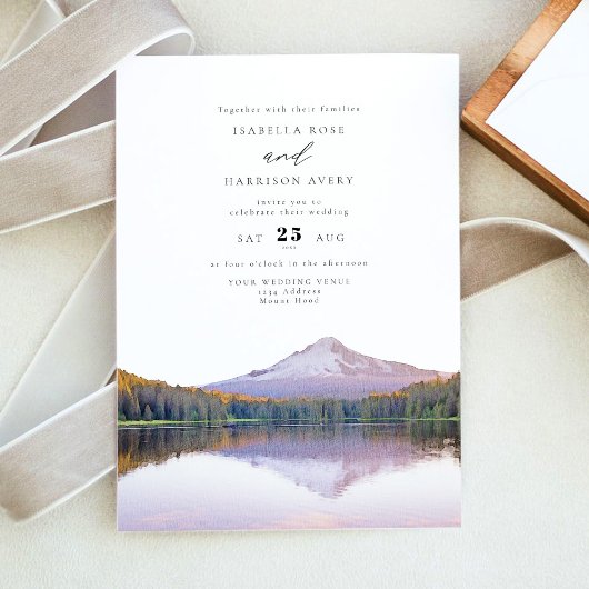 MOUNT HOOD Watercolor Illustration Wedding Einladung