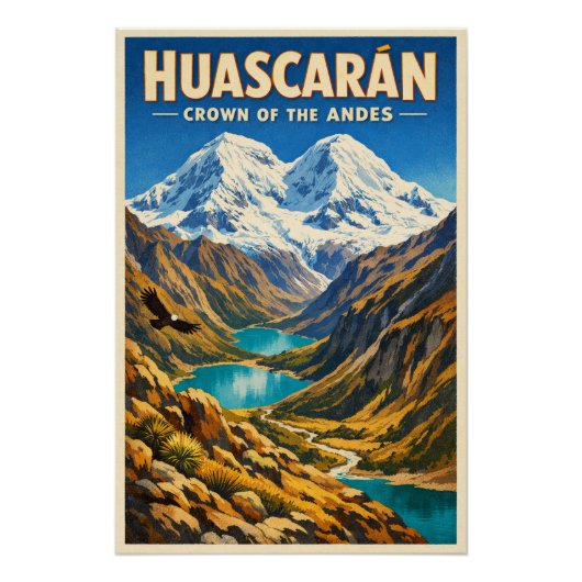 Mount Huascarán, Peru, in a classic retro Poster (Vorderseite)