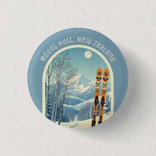 Mount Hutt Neuseeland Skigebiet Souvenir Button (Vorderseite)