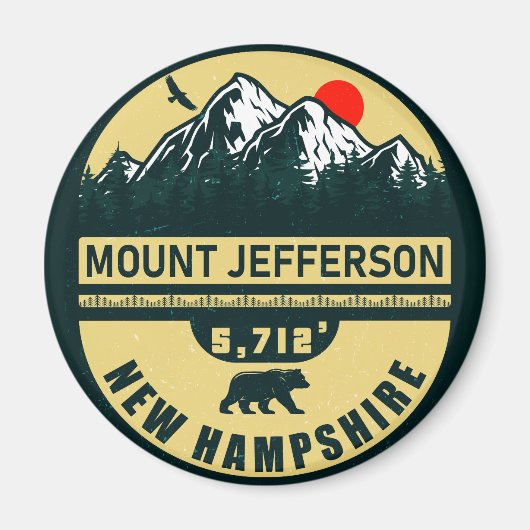 Mount Jefferson Nh Retro Sunset Souvenirs 60er Magnet (Vorne)