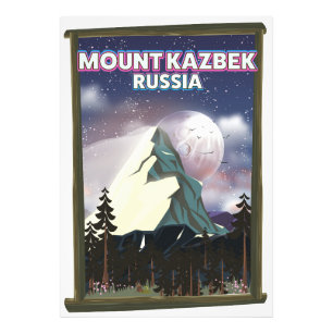 Mount Kazbek russisches Reiseplakat. Fotodruck