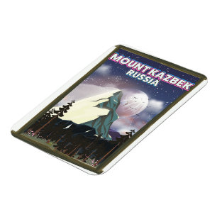 Mount Kazbek russisches Reiseplakat. Magnet