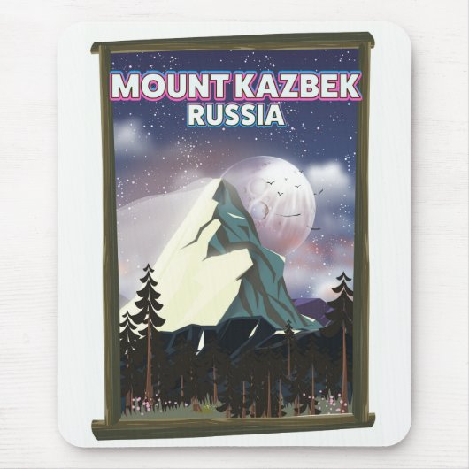 Mount Kazbek russisches Reiseplakat. Mousepad (Vorne)