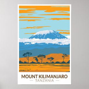 Mount Kilimandscharo Tansania Afrika Vintage Poster