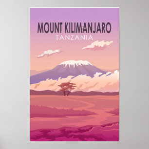 Mount Kilimandscharo Tansania Afrika Vintage Poster