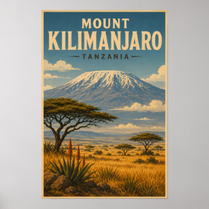 Mount Kilimandscharo Tansania Illustration Reise K Poster