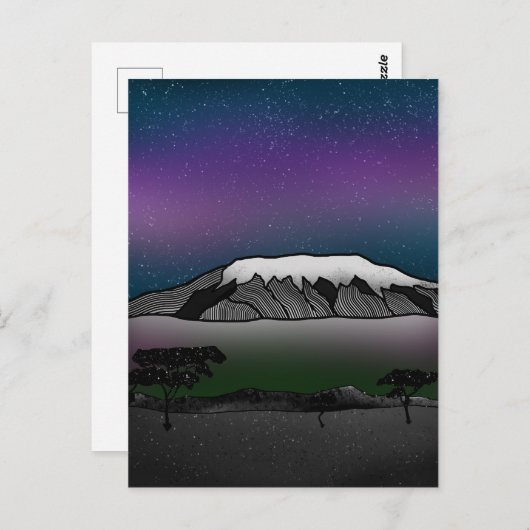 Mount Kilimanjaro Illustration Postkarte (Vorne/Hinten)