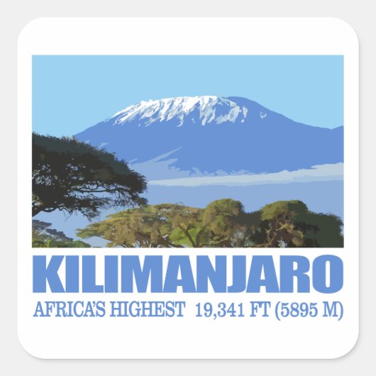 Mount Kilimanjaro Quadratischer Aufkleber (Vorderseite)