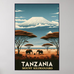Mount Kilimanjaro Safari – Vintage Tansania Reise Poster