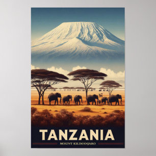 Mount Kilimanjaro Safari – Vintage Tansania Reise Poster