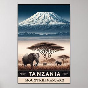 Mount Kilimanjaro Safari – Vintage Tansania Reise Poster