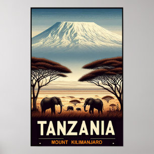 Mount Kilimanjaro Safari - Vintages Tansania Reise Poster